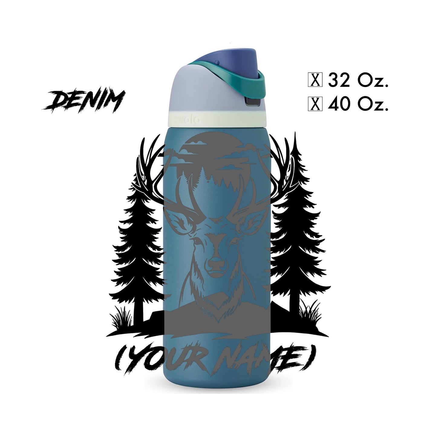 Custom Buck Laser-Engraved - Water Bottle