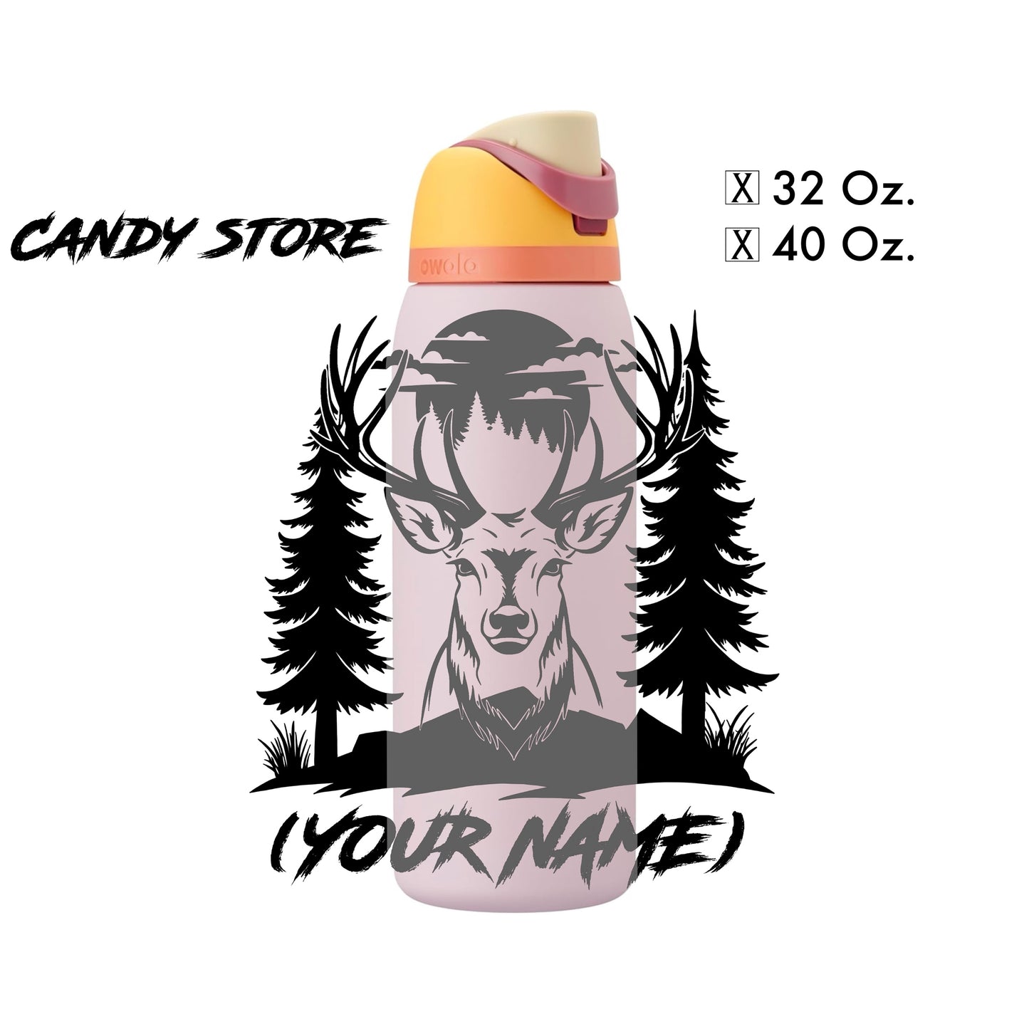 Custom Buck Laser-Engraved  - Water Bottle