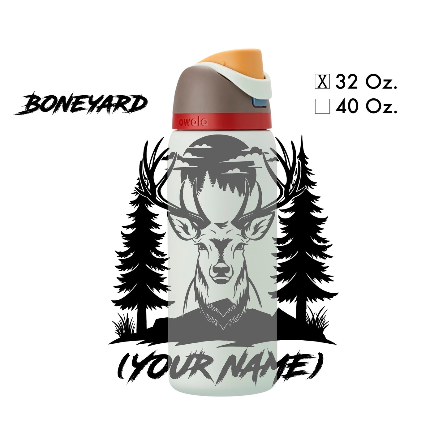 Custom Buck Laser-Engraved  - Water Bottle