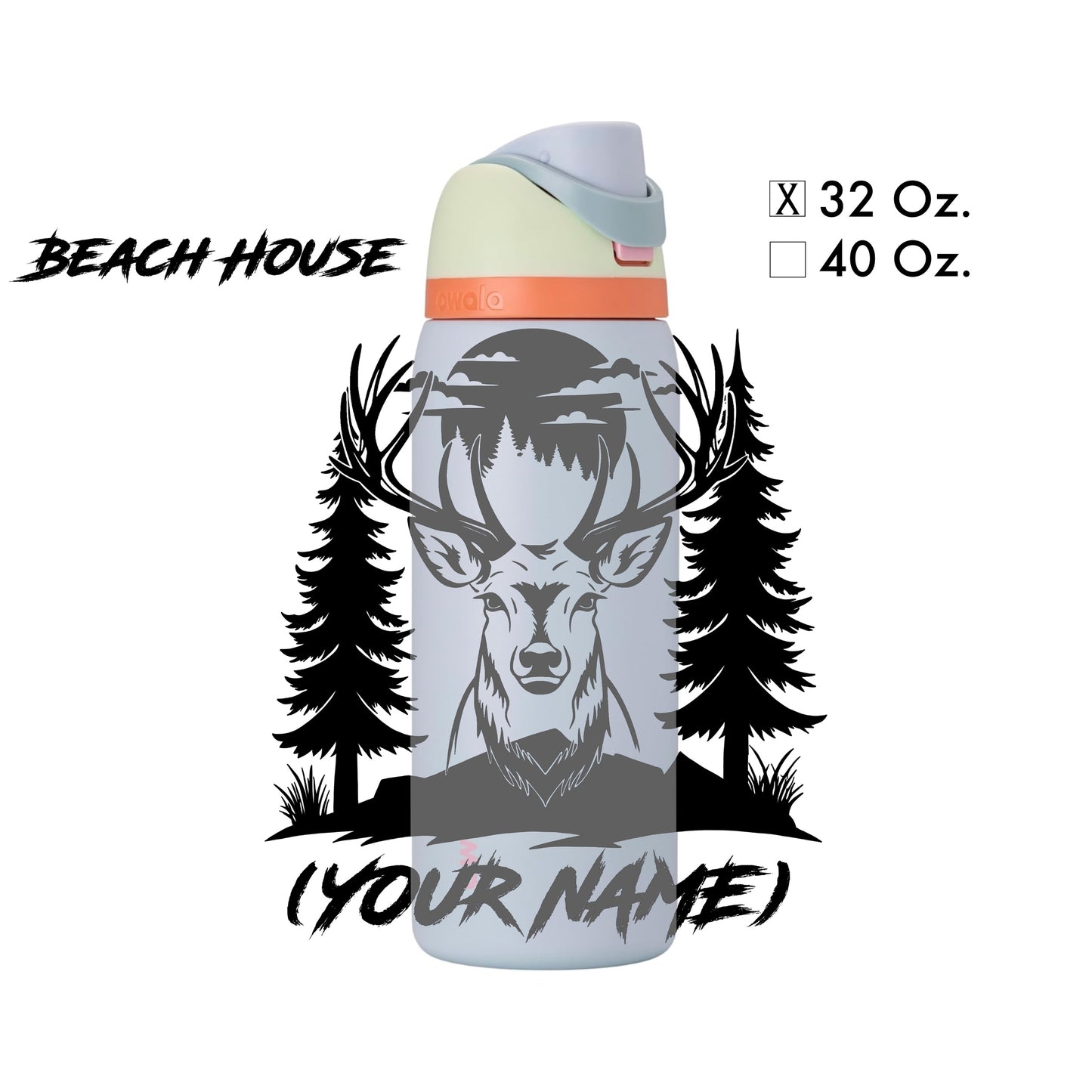 Custom Buck Laser-Engraved  - Water Bottle