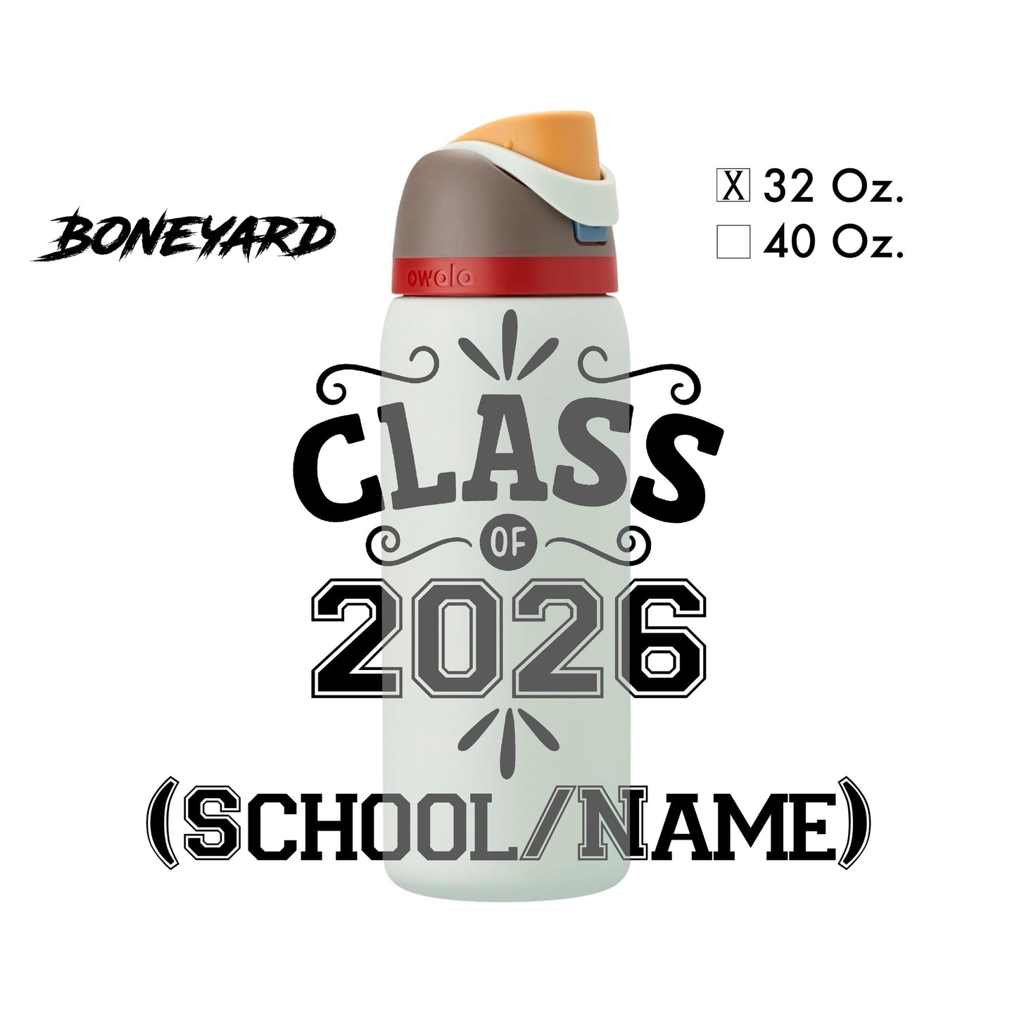 Laser-Engraved Class of 2026 - Water Bottle