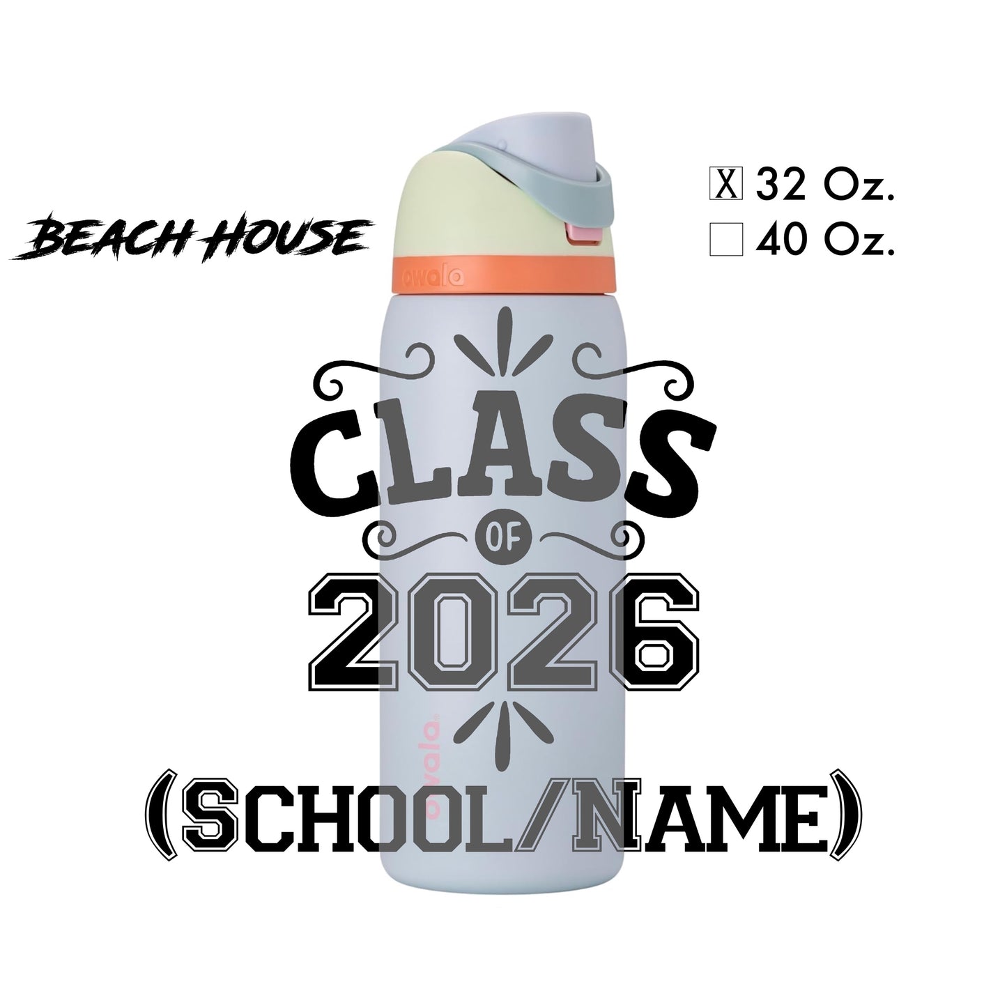 Laser-Engraved Class of 2026 - Water Bottle