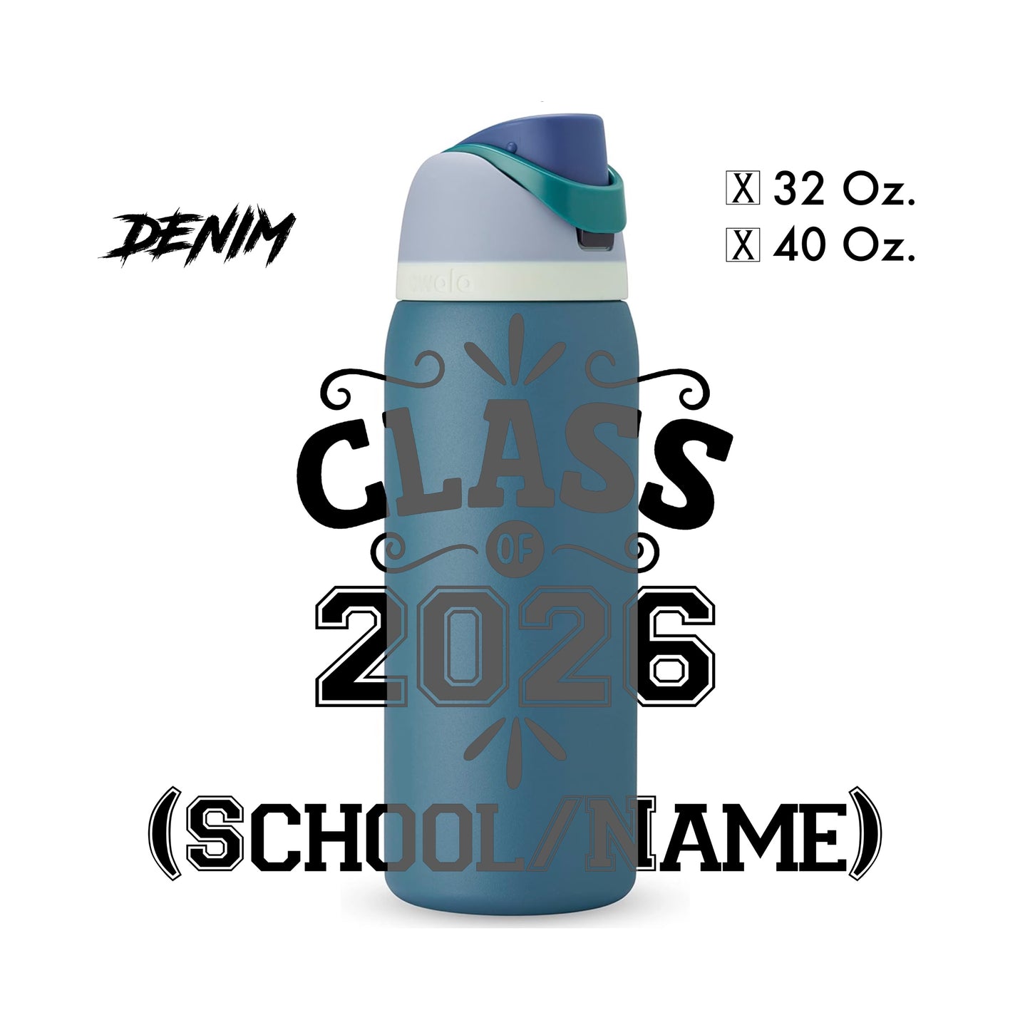 Laser-Engraved Class of 2026 - Water Bottle