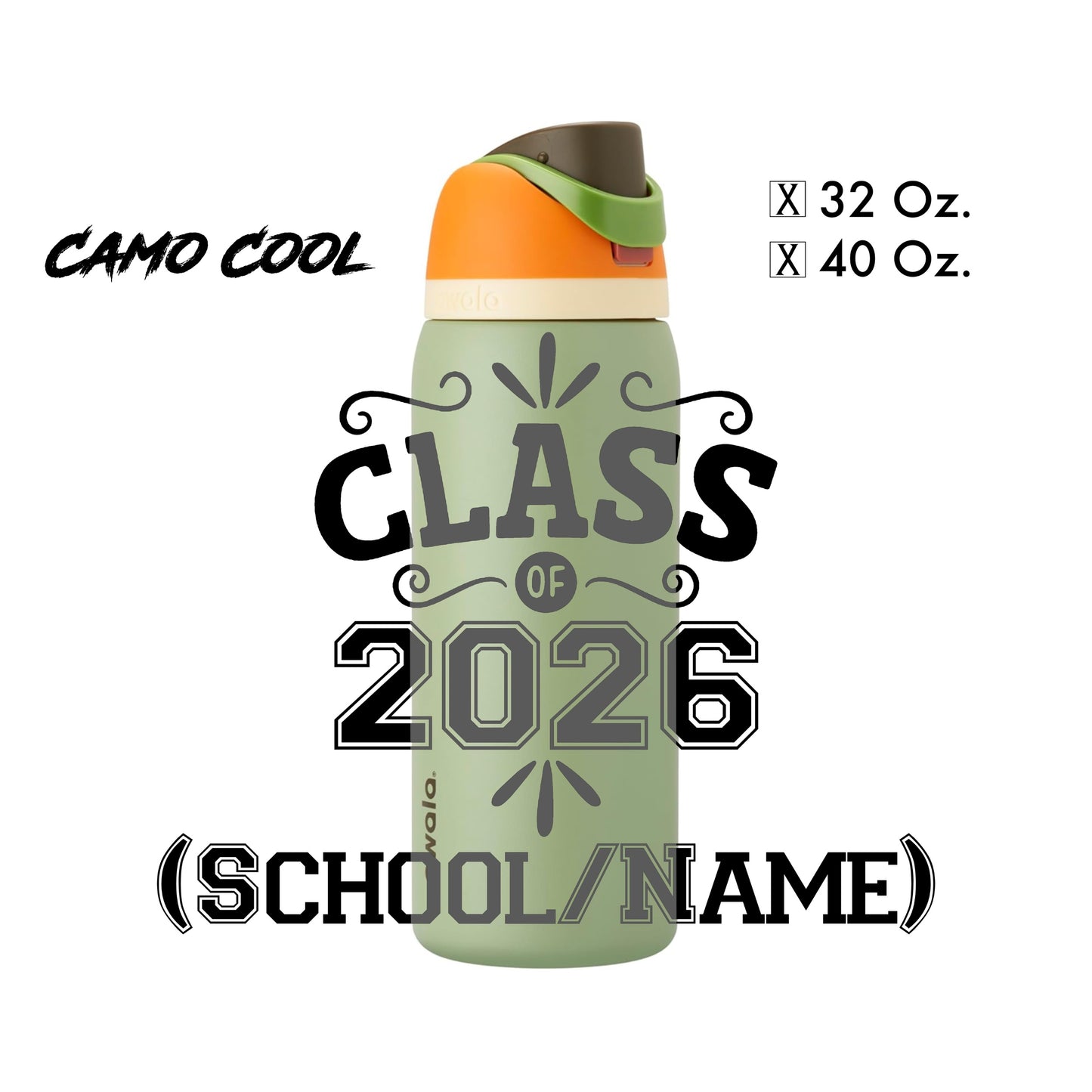 Laser-Engraved Class of 2026 - Water Bottle