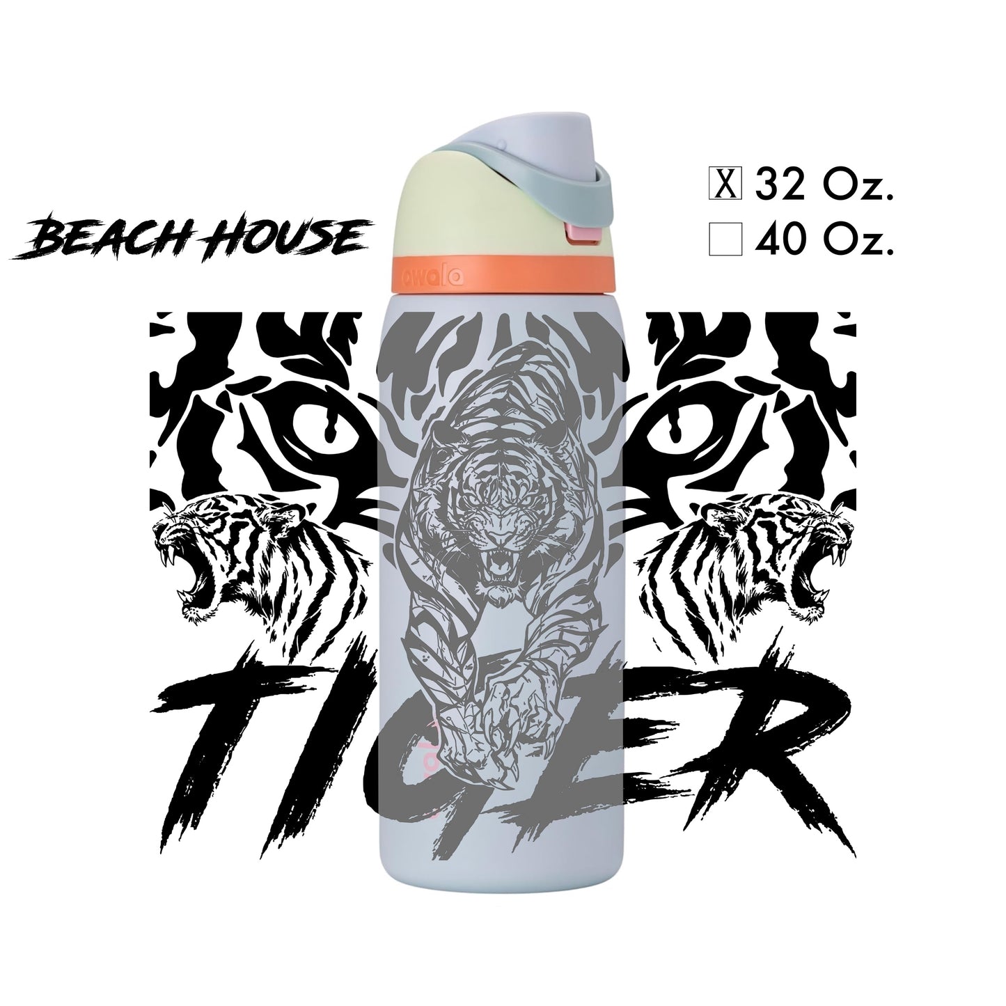 Custom Tiger Design - Water Bottle