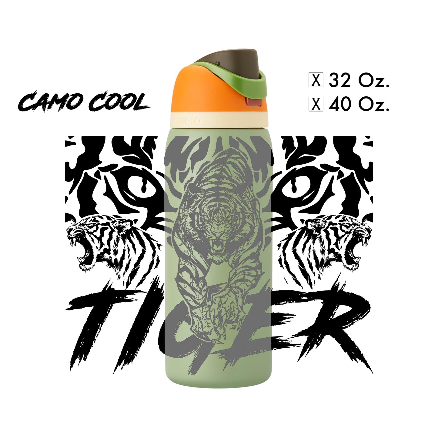 Custom Tiger Design - Water Bottle