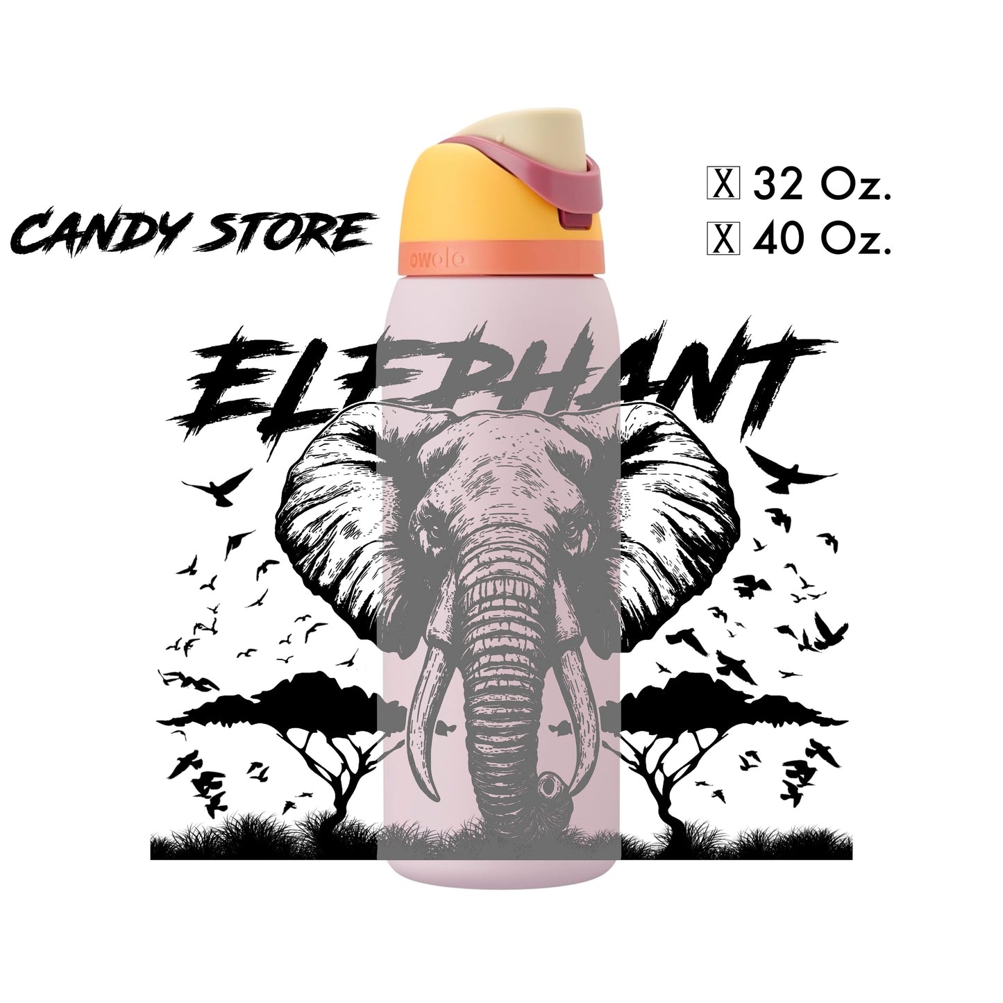 Custom Elephant Design - Water Bottle