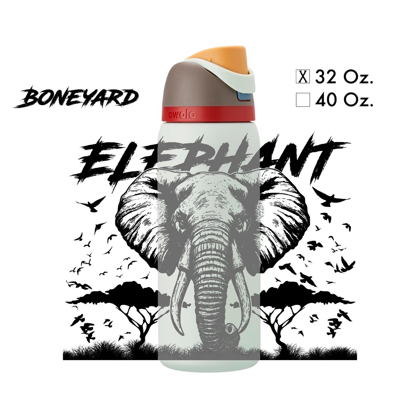 Custom Elephant Design - Water Bottle