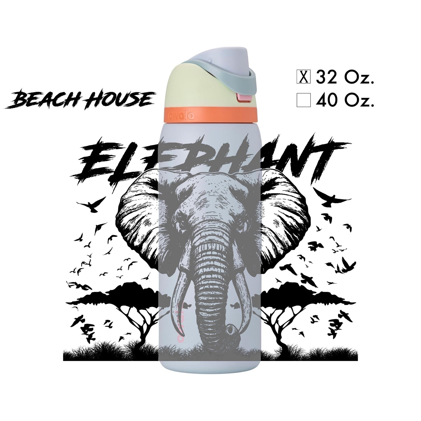 Custom Elephant Design - Water Bottle