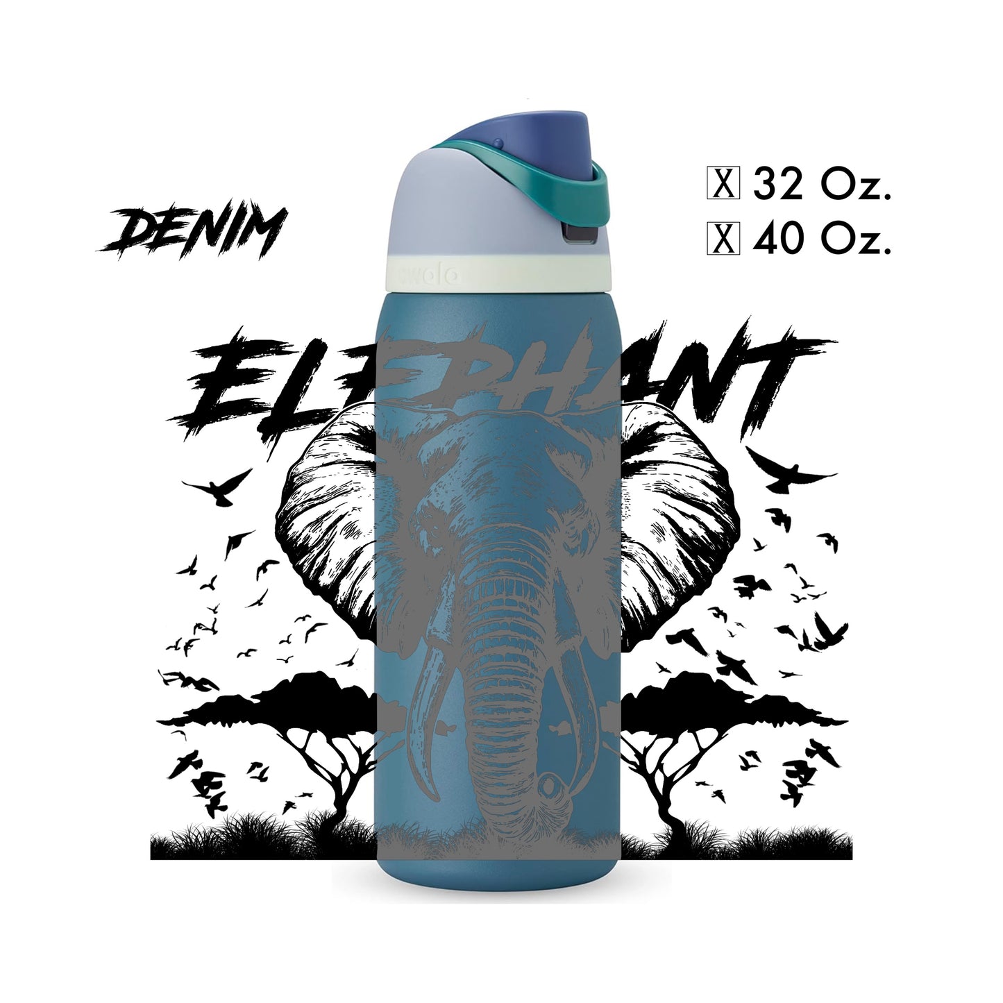 Custom Elephant Design - Water Bottle