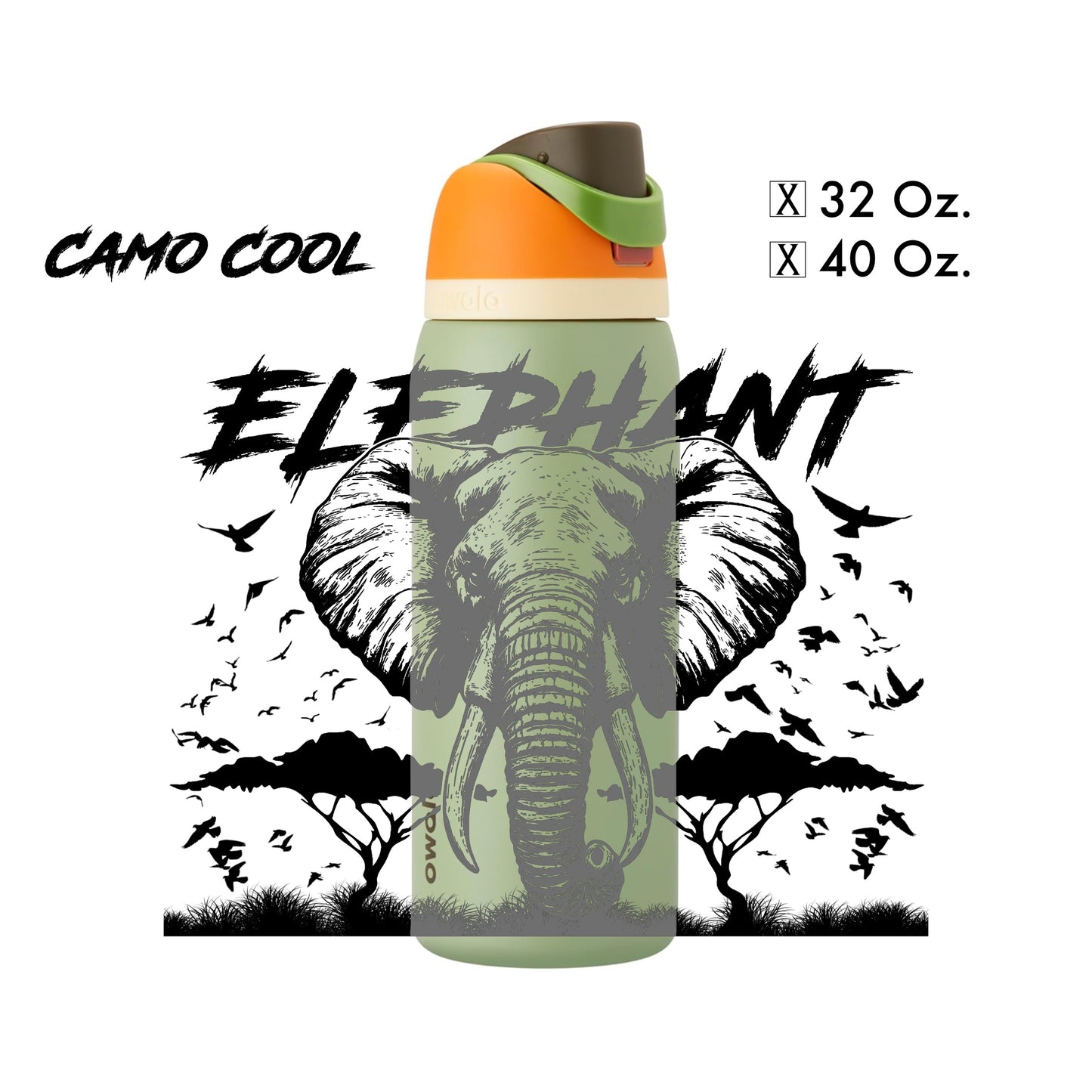 Custom Elephant Design - Water Bottle